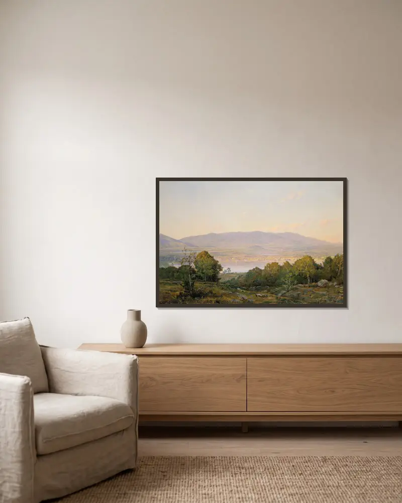 Solnedgång vid Centre Harbor, New Hampshire av William Trost Richards inramad på en vägg