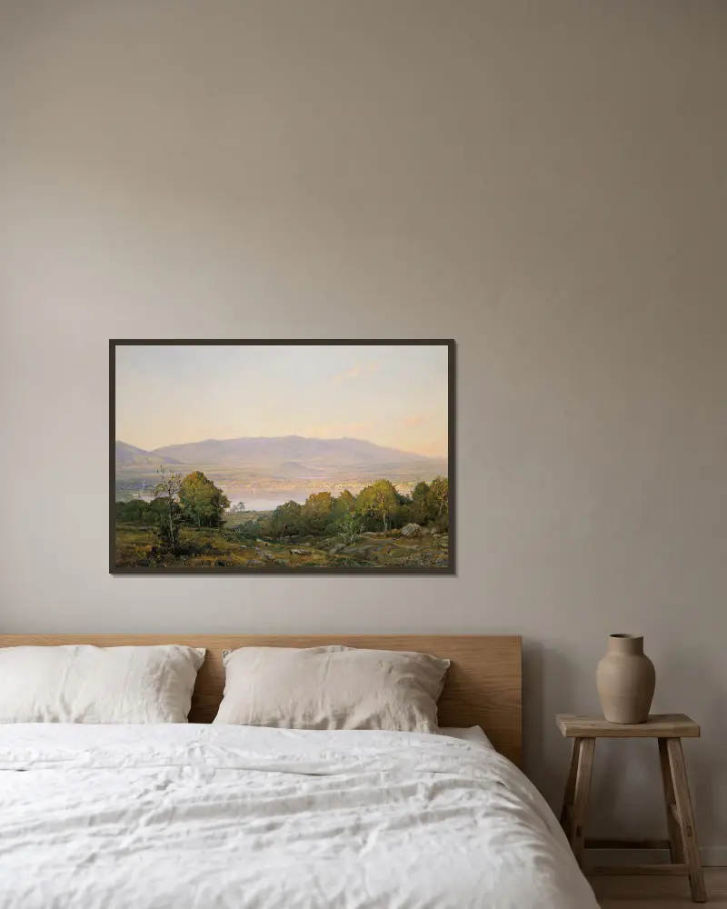 Solnedgång vid Centre Harbor, New Hampshire av William Trost Richards inramad på en vägg