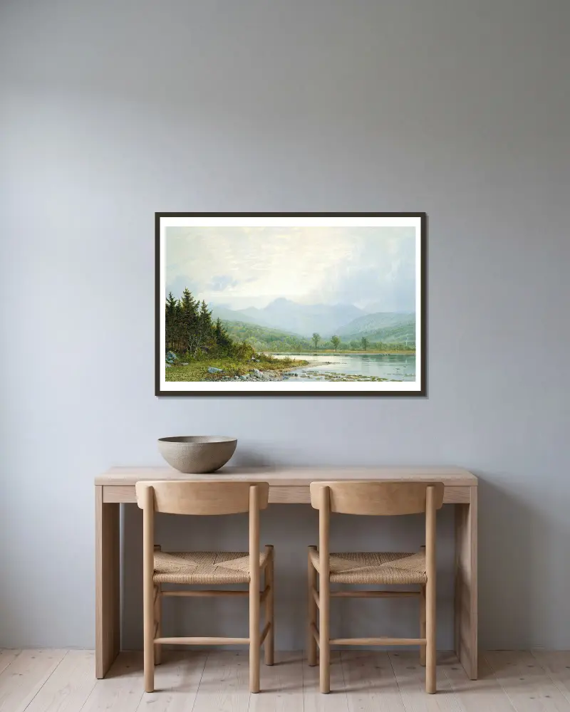 Solnedgång över Mount Chocorua, New Hampshire av William Trost Richards inramad på en vägg