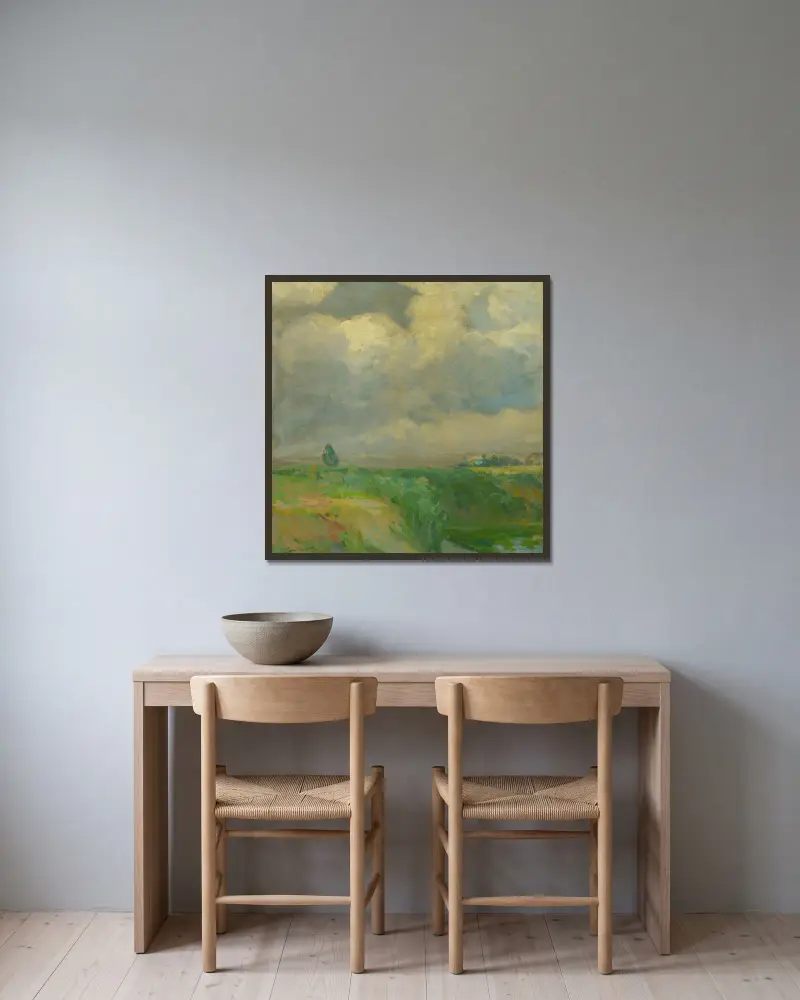 Cloudy av Ľudovít Čordák inramad på en vägg