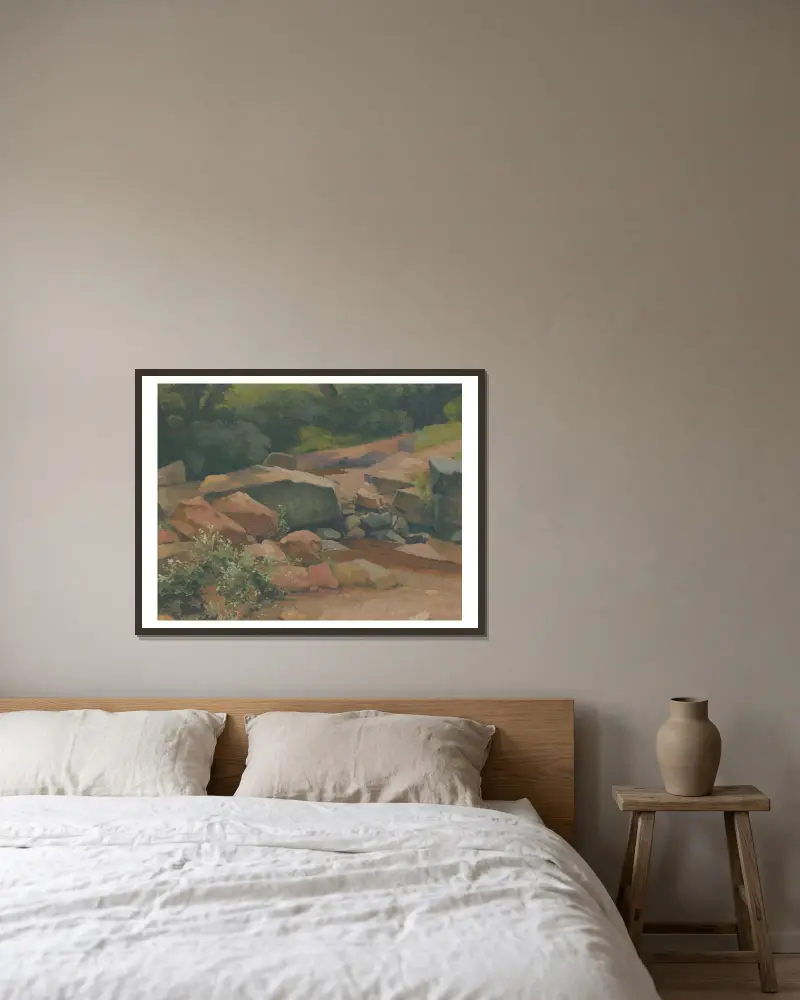 Felsen von Ľudovít Čordák gerahmt an einer Wand