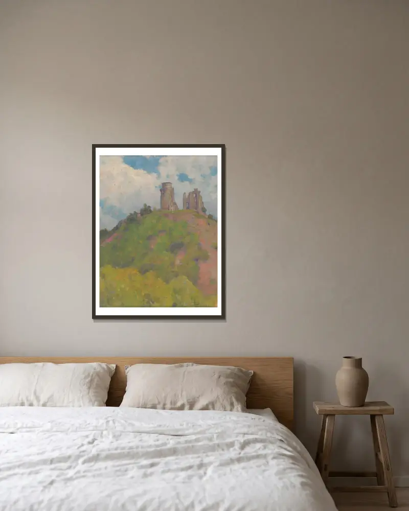 Ruinerna av Slane Castle av Ľudovít Čordák inramad på en vägg