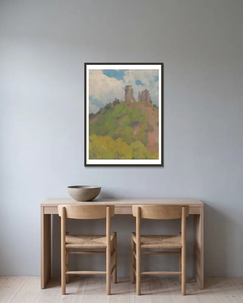 Ruinerna av Slane Castle av Ľudovít Čordák inramad på en vägg