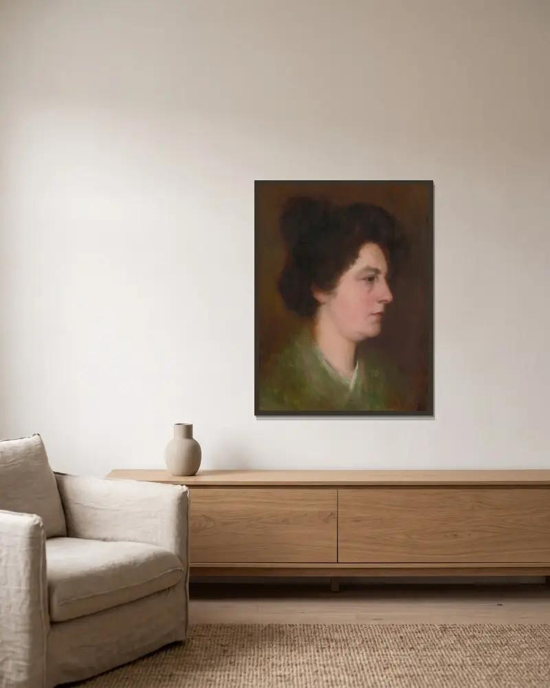 Kopfstudie einer Frau, 1900 von Ľudovít Pitthordt gerahmt an einer Wand