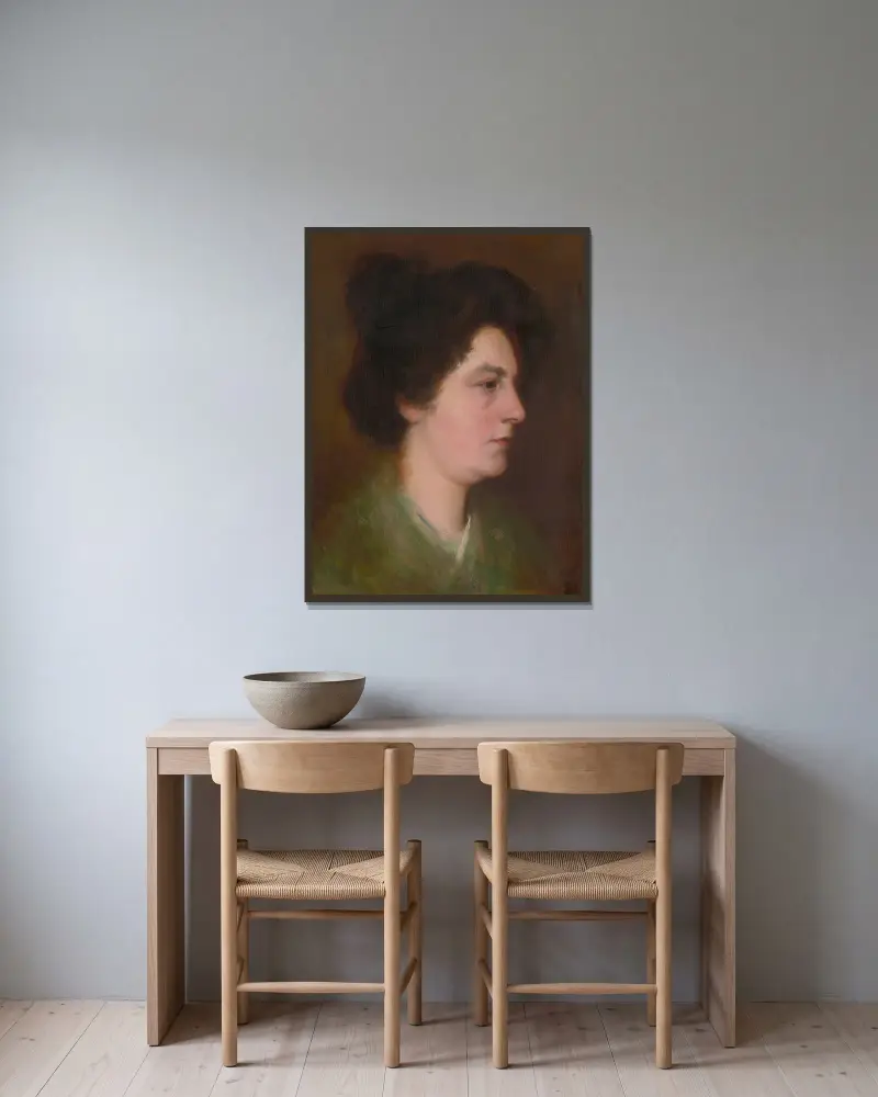 Kopfstudie einer Frau, 1900 von Ľudovít Pitthordt gerahmt an einer Wand