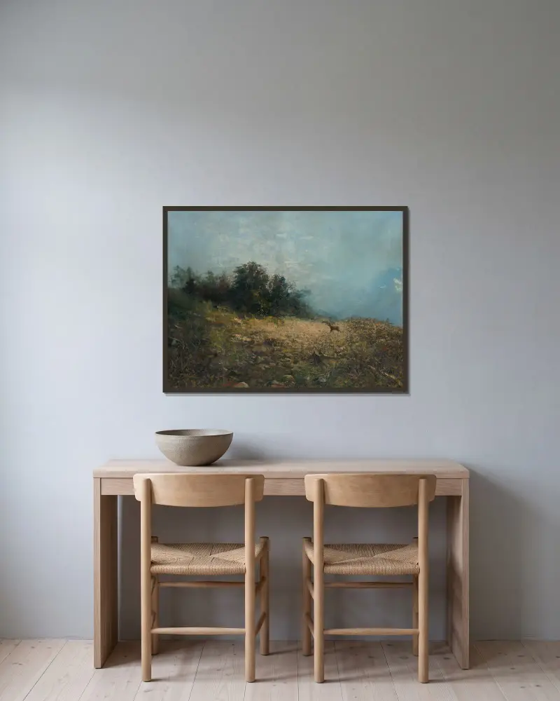 In a Glade av Ľudovít Pitthordt inramad på en vägg