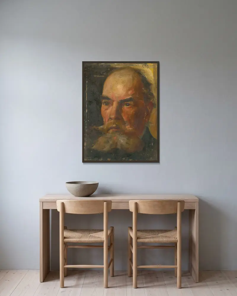 Bildnis eines Mannes von Ľudovít Pitthordt gerahmt an einer Wand