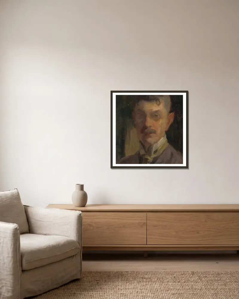 Self-Portrait, 1915 av Ľudovít Pitthordt inramad på en vägg