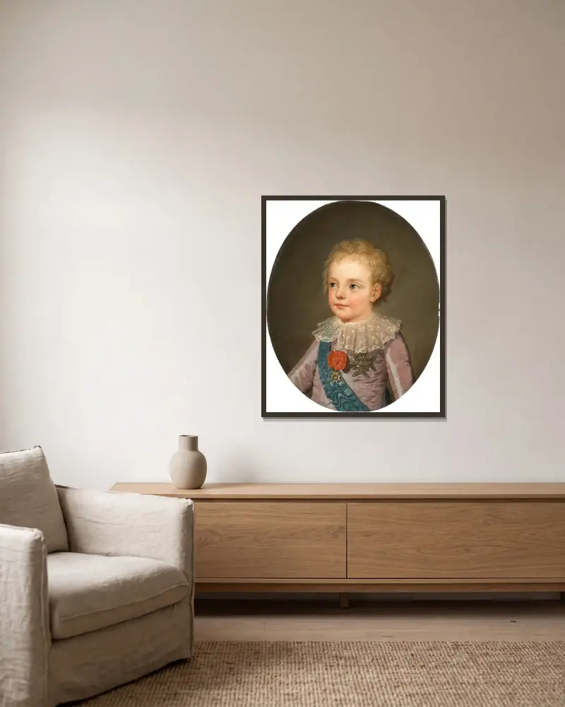 Kronprinsen, le dauphin, Ludvig Josef Xavier Frans av Frankrike (1781–1789) av Adolf Ulrik Wertmüller inramad på en vägg