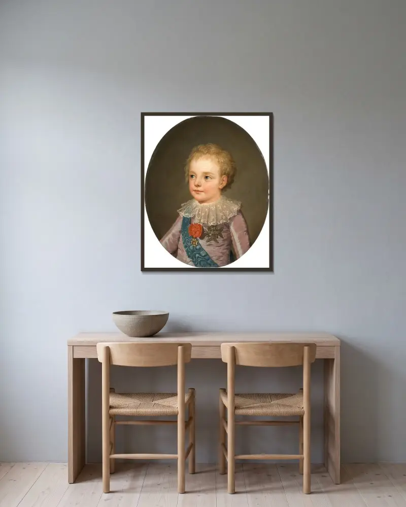 Kronprinsen, le dauphin, Ludvig Josef Xavier Frans av Frankrike (1781–1789) av Adolf Ulrik Wertmüller inramad på en vägg