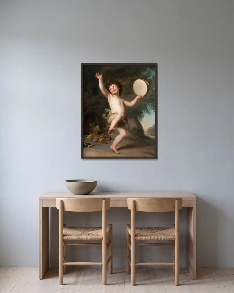 Amor som Bacchus av Adolf Ulrik Wertmüller inramad på en vägg