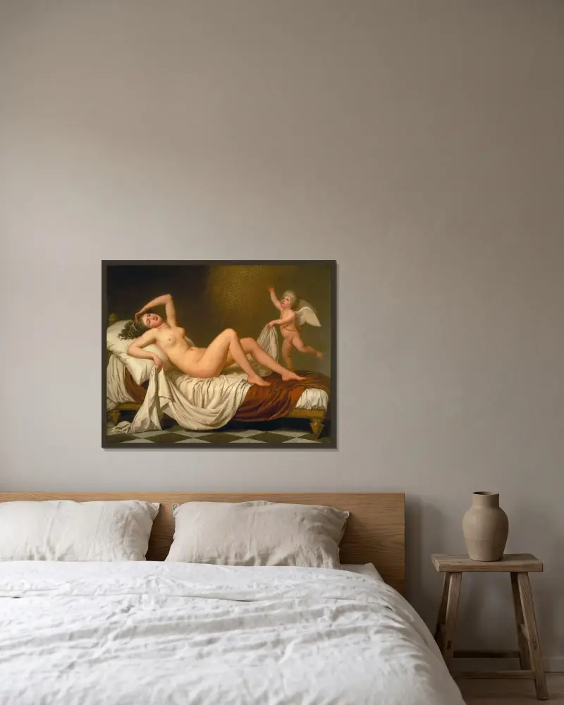 Danaë och guldregnet av Adolf Ulrik Wertmüller inramad på en vägg
