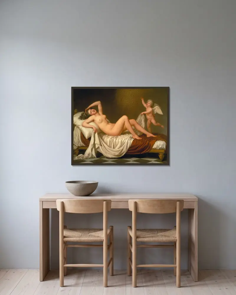 Danaë och guldregnet av Adolf Ulrik Wertmüller inramad på en vägg