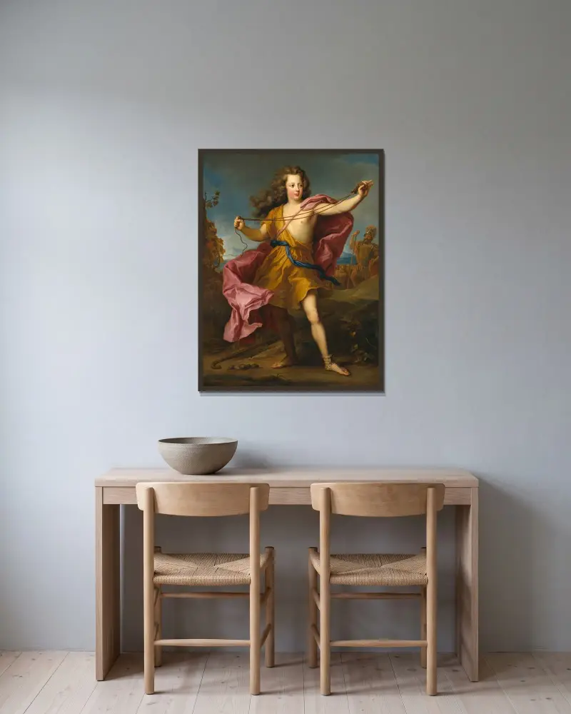 Fredrik Vilhelm I, 1688–1740, kung av Preussen av Adolf Ulrik Wertmüller inramad på en vägg