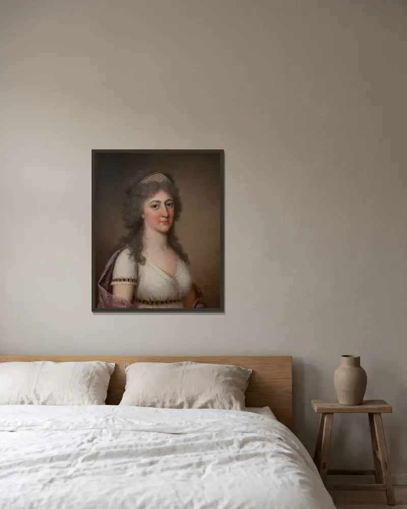 Hedvig Elisabet Charlotta, 1759–1818, Sveriges drottning av Adolf Ulrik Wertmüller inramad på en vägg