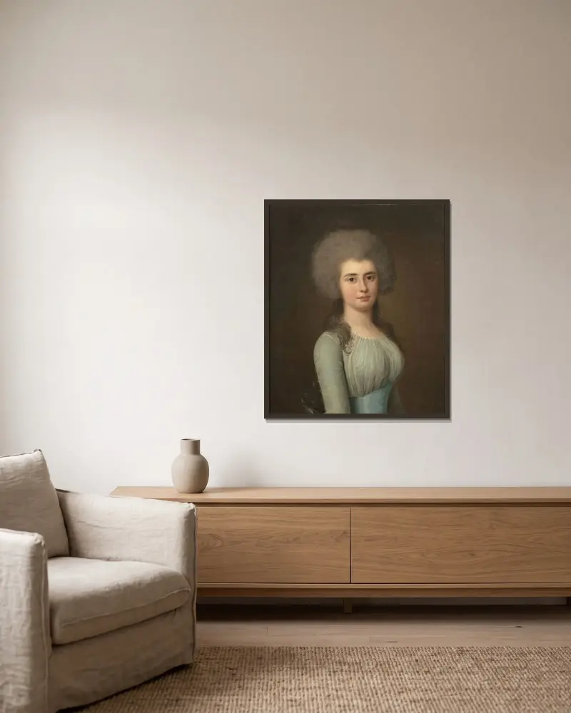 Porträtt av madame Barton, född Margaret Black av Adolf Ulrik Wertmüller inramad på en vägg