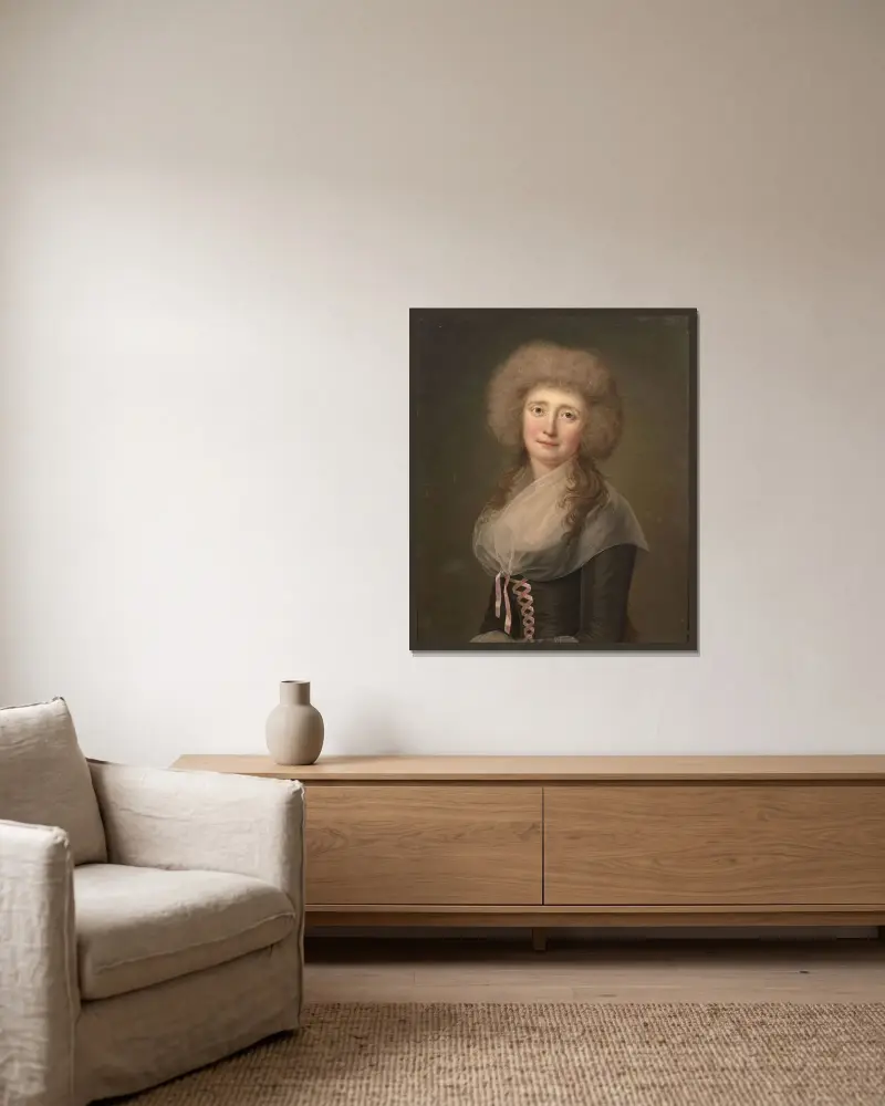 Porträtt av madame Whittforth, född Jane Barton av Adolf Ulrik Wertmüller inramad på en vägg