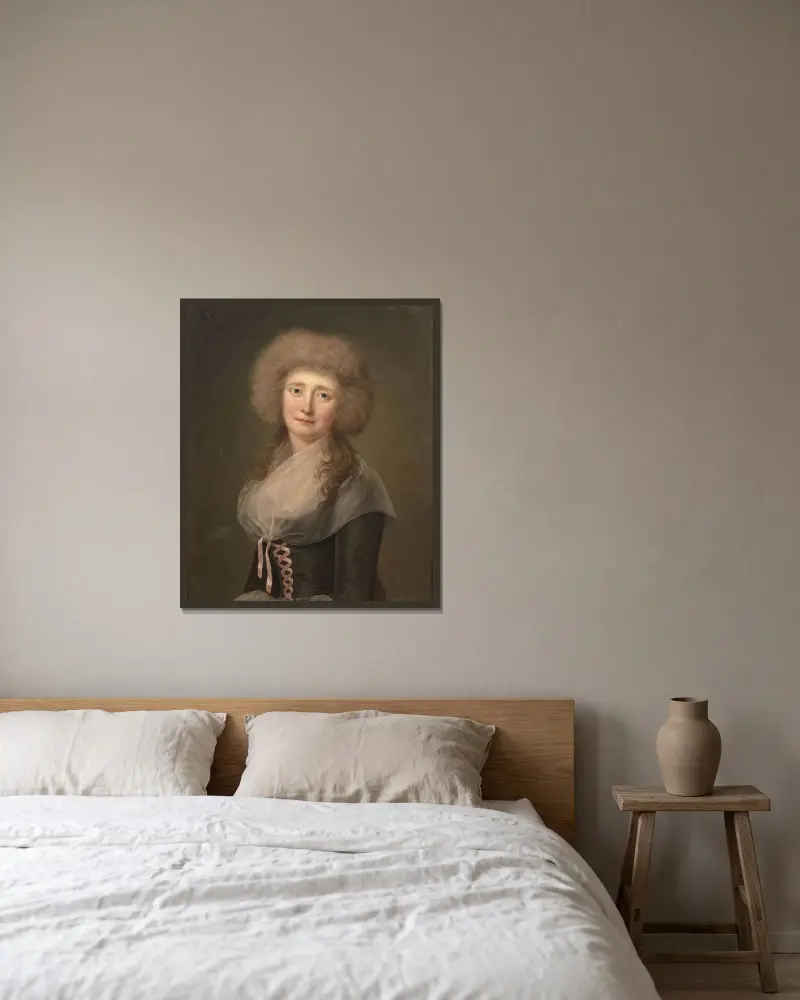 Porträtt av madame Whittforth, född Jane Barton av Adolf Ulrik Wertmüller inramad på en vägg