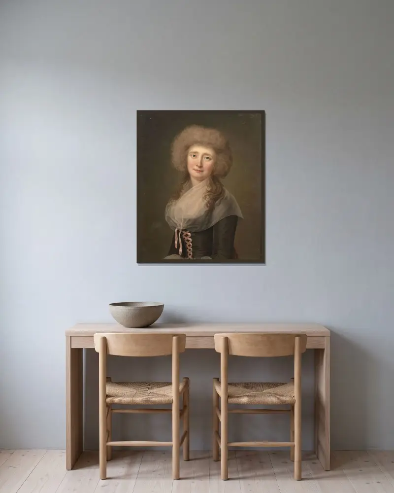 Porträtt av madame Whittforth, född Jane Barton av Adolf Ulrik Wertmüller inramad på en vägg