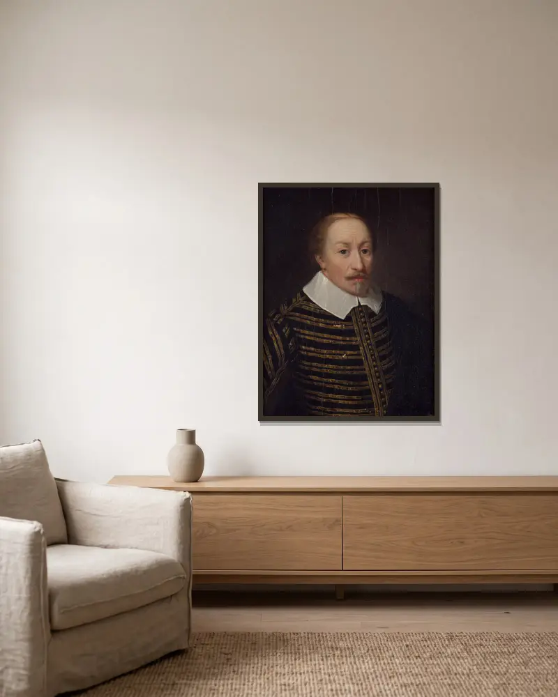 Karl IX, 1550-1611 av Ulrika Pasch inramad på en vägg