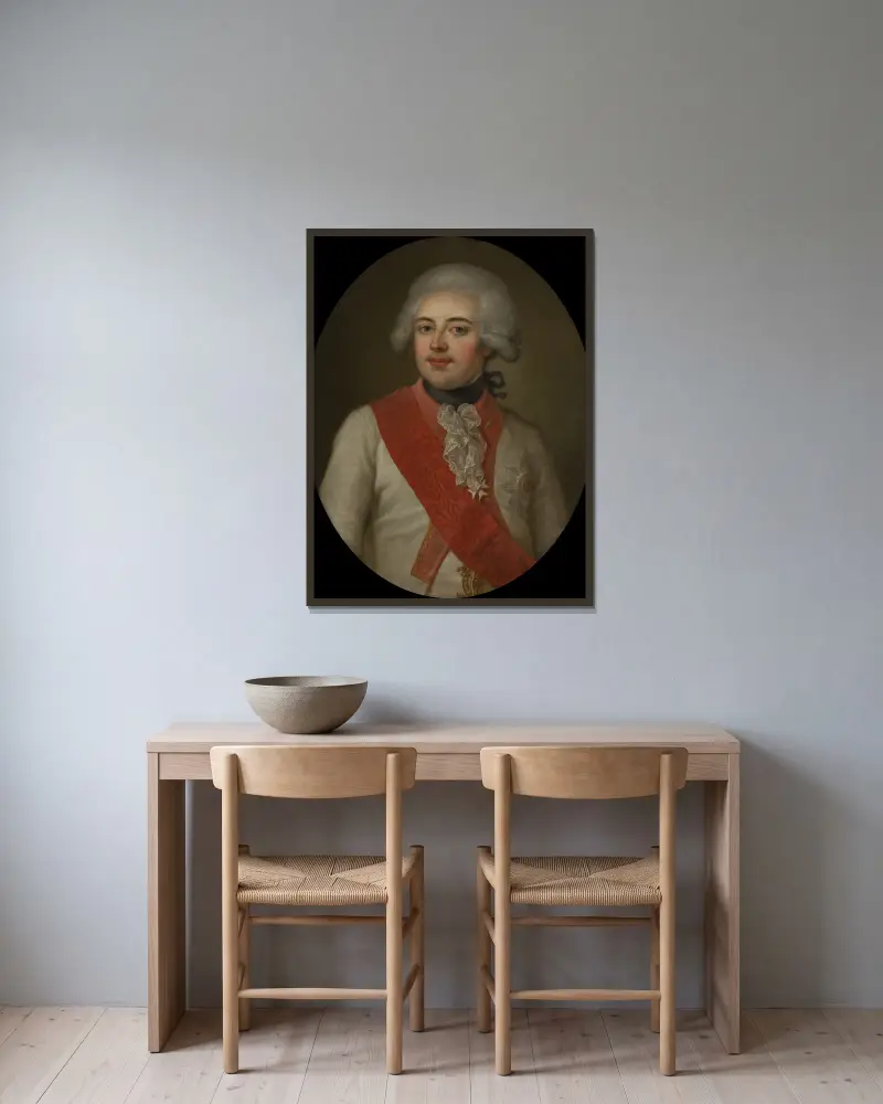 Porträtt av hertig Ferdinand Fredrik August av Württemberg av Ulrika Pasch inramad på en vägg