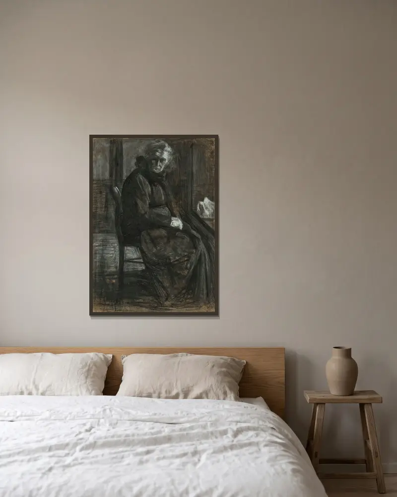 La madre av Umberto Boccioni inramad på en vägg