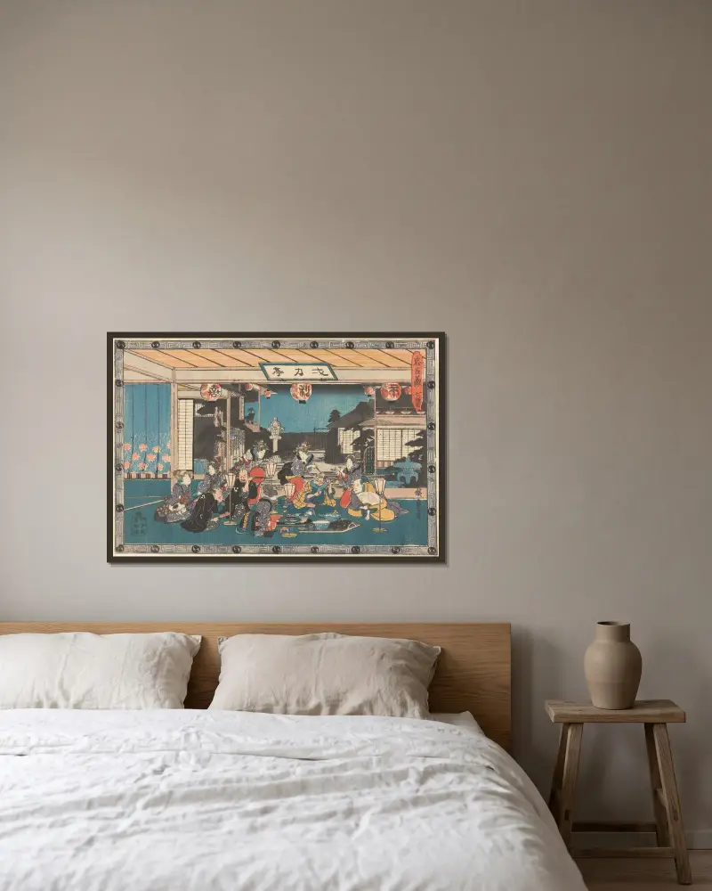 Act VII (Shichidanme) av Utagawa Hiroshige inramad på en vägg