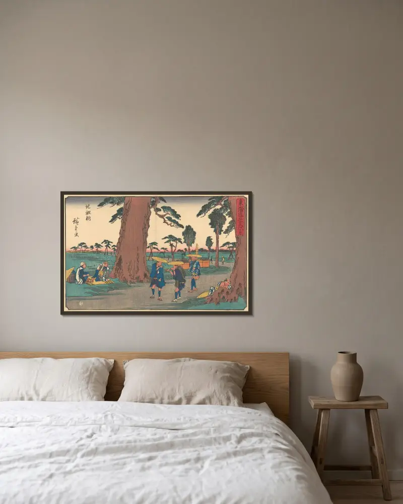 Chiriu, 1841 av Utagawa Hiroshige inramad på en vägg