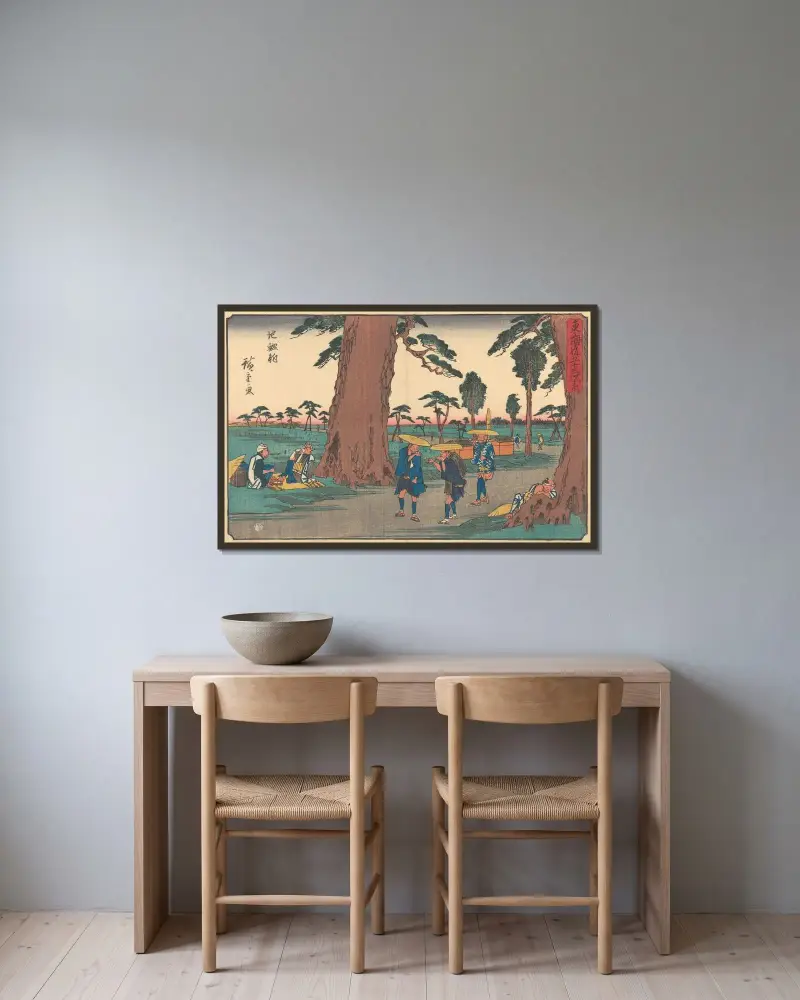 Chiriu, 1841 av Utagawa Hiroshige inramad på en vägg