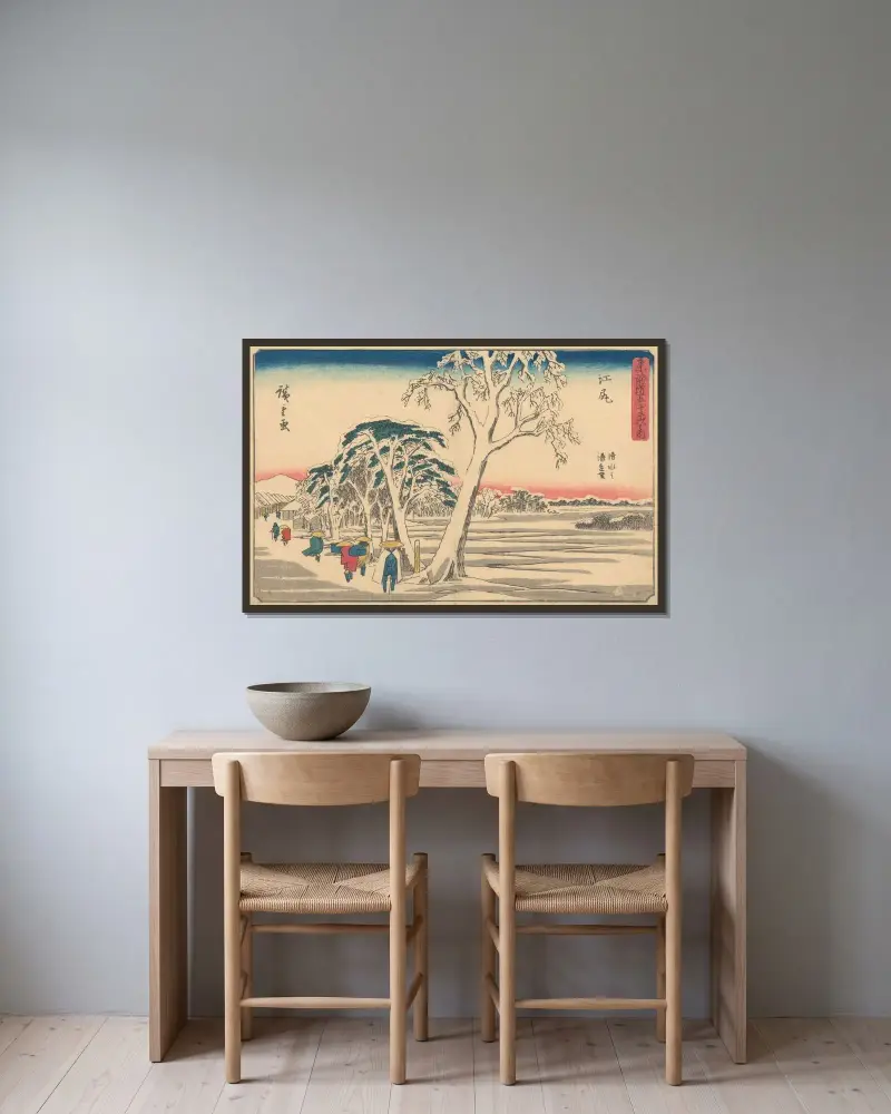 Ejiri, 1841, Utagawa Hiroshige v rámu na stěně