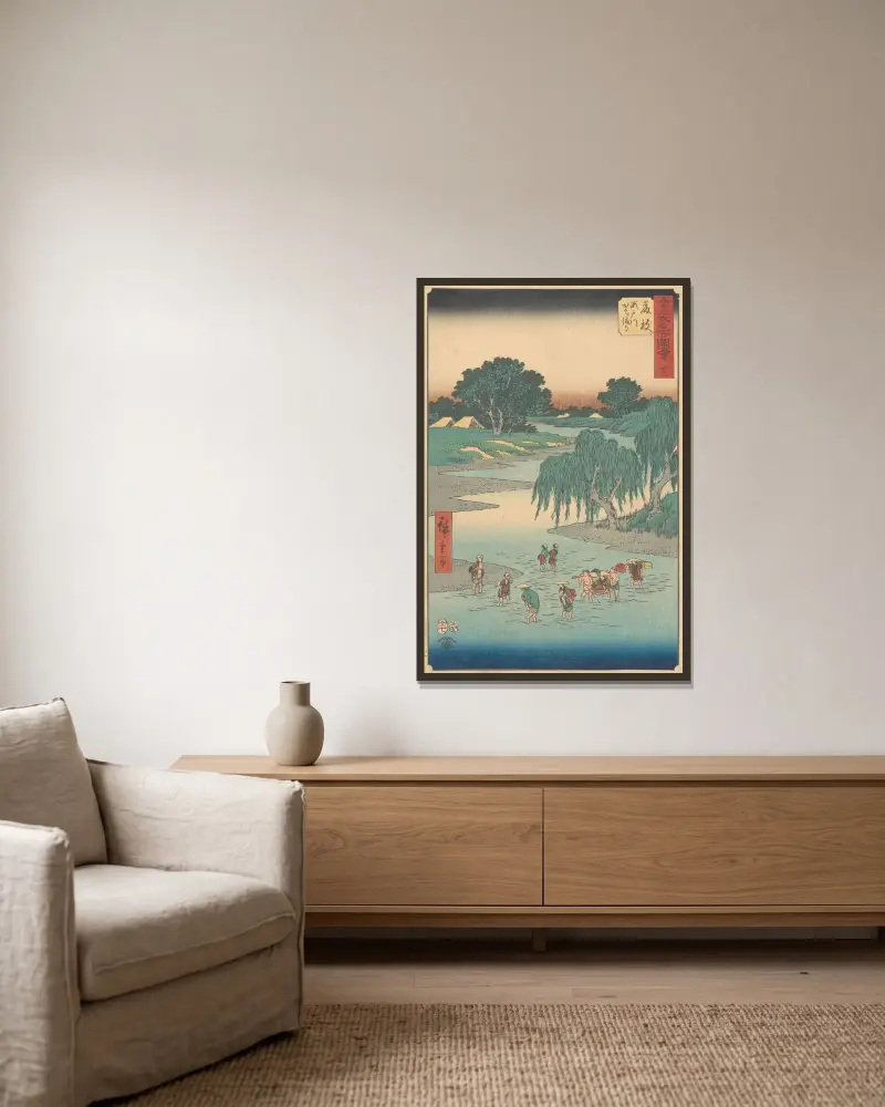 Fujieda av Utagawa Hiroshige inramad på en vägg