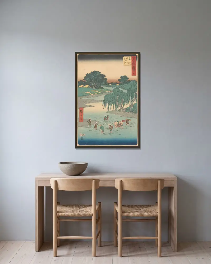 Fujieda av Utagawa Hiroshige inramad på en vägg