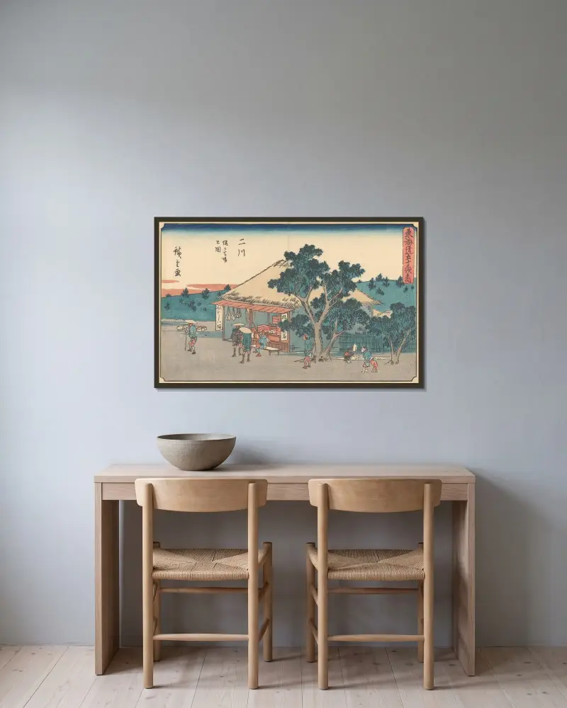 Futagawa, 1841, Utagawa Hiroshige v rámu na stěně