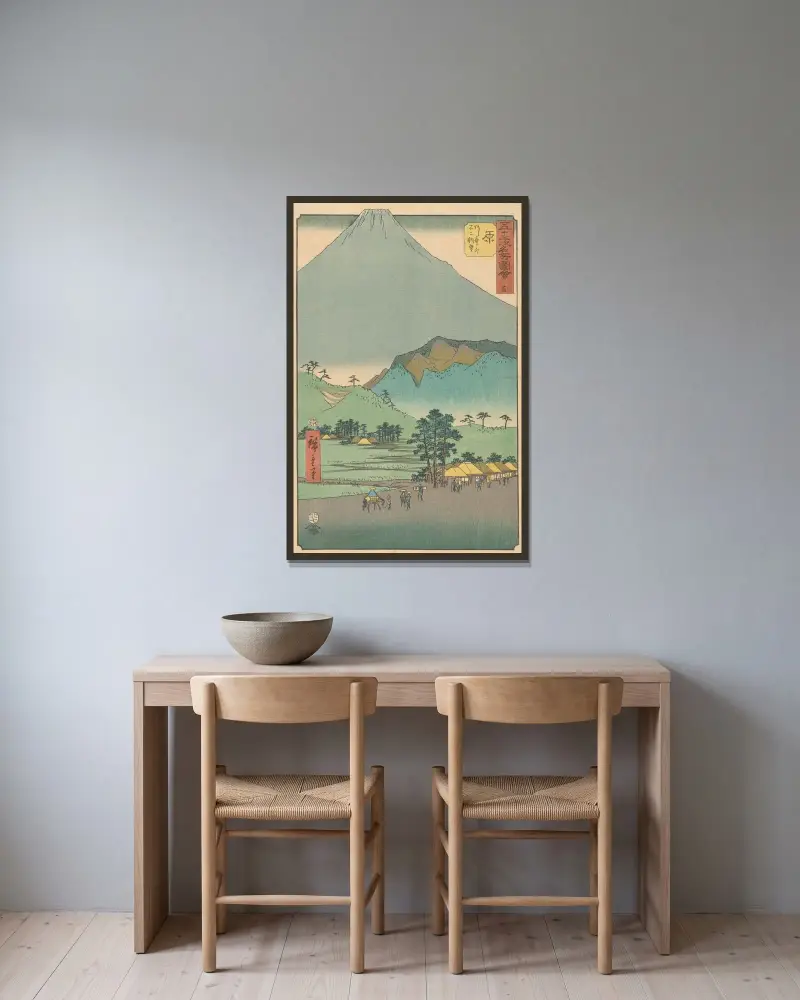 Hara, 1855 av Utagawa Hiroshige inramad på en vägg