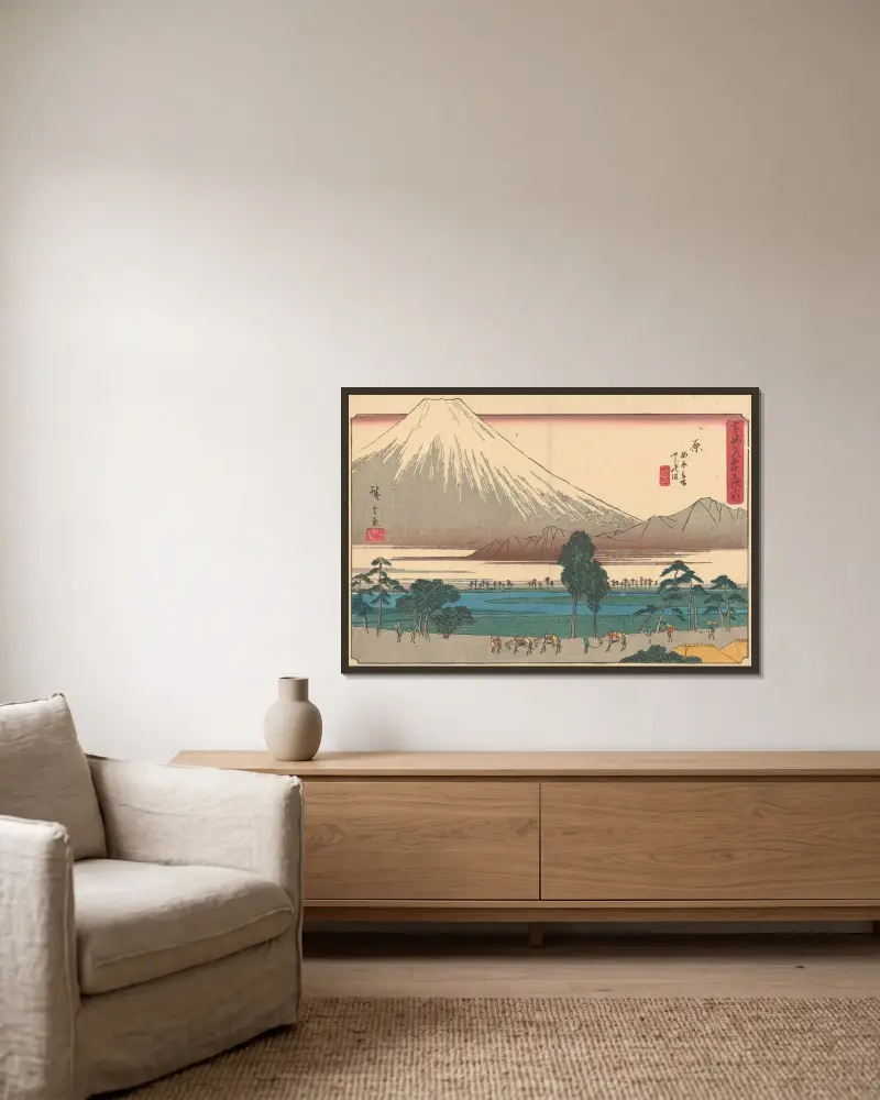 Hara, 1841 av Utagawa Hiroshige inramad på en vägg
