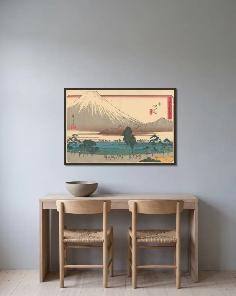 Hara, 1841 av Utagawa Hiroshige inramad på en vägg