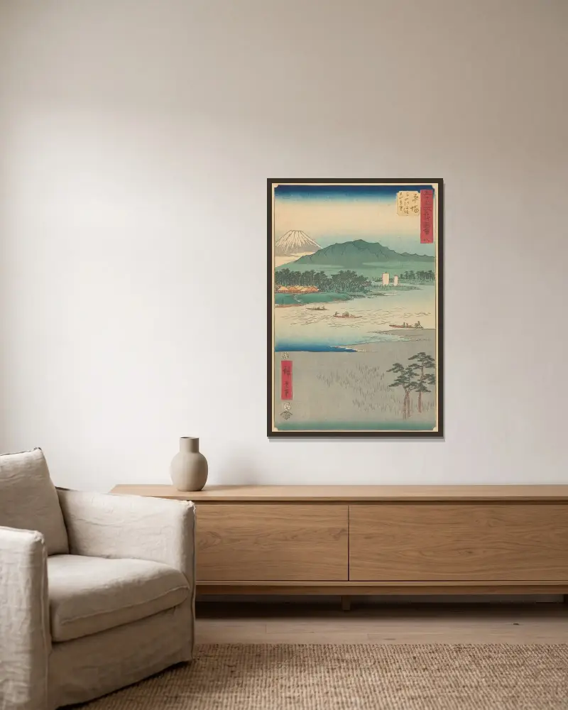 Hiratsuka av Utagawa Hiroshige inramad på en vägg