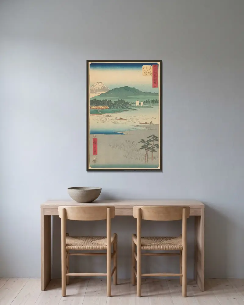 Hiratsuka av Utagawa Hiroshige inramad på en vägg