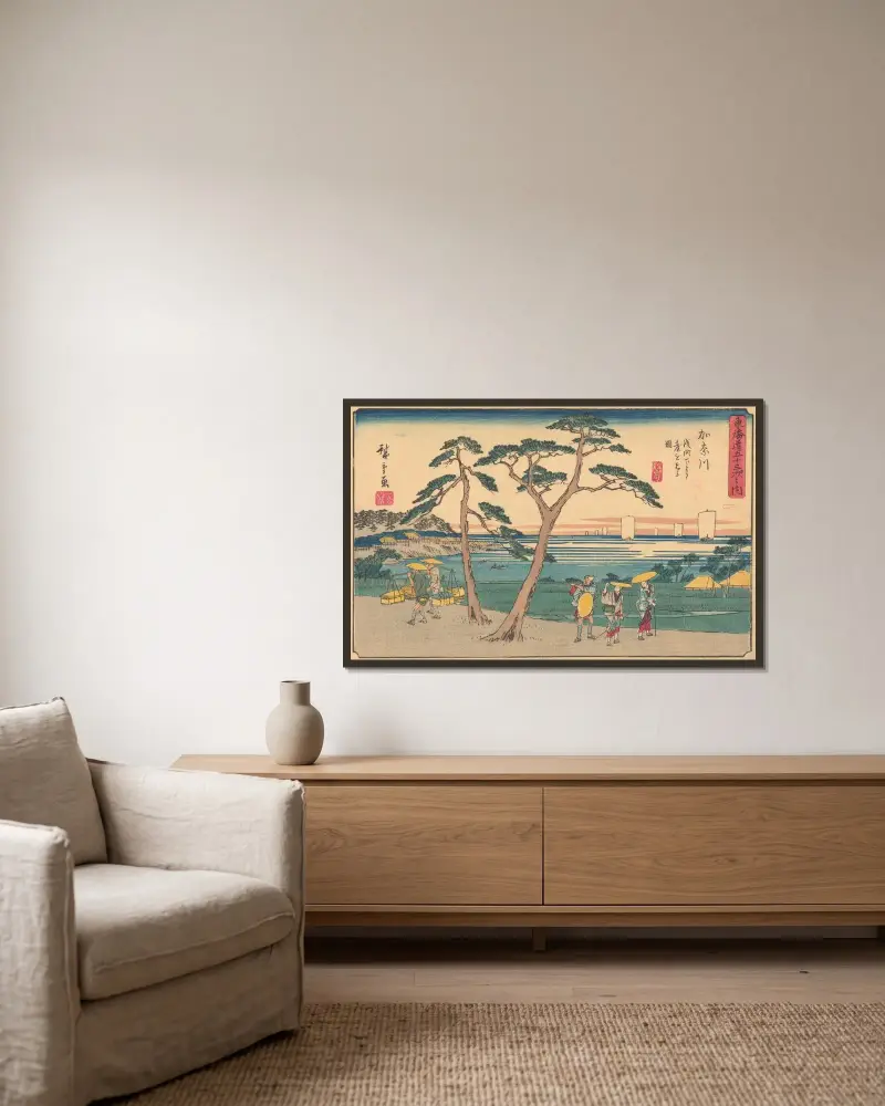 Kanagawa, 1841, Utagawa Hiroshige w ramie na ścianie
