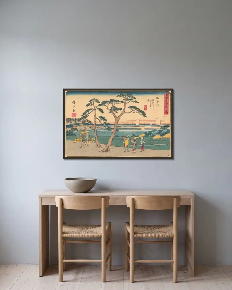 Kanagawa, 1841, Utagawa Hiroshige w ramie na ścianie