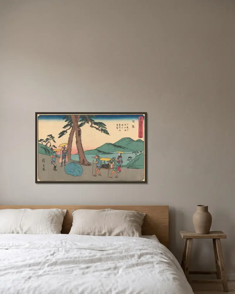 Nissaka, 1841 av Utagawa Hiroshige inramad på en vägg
