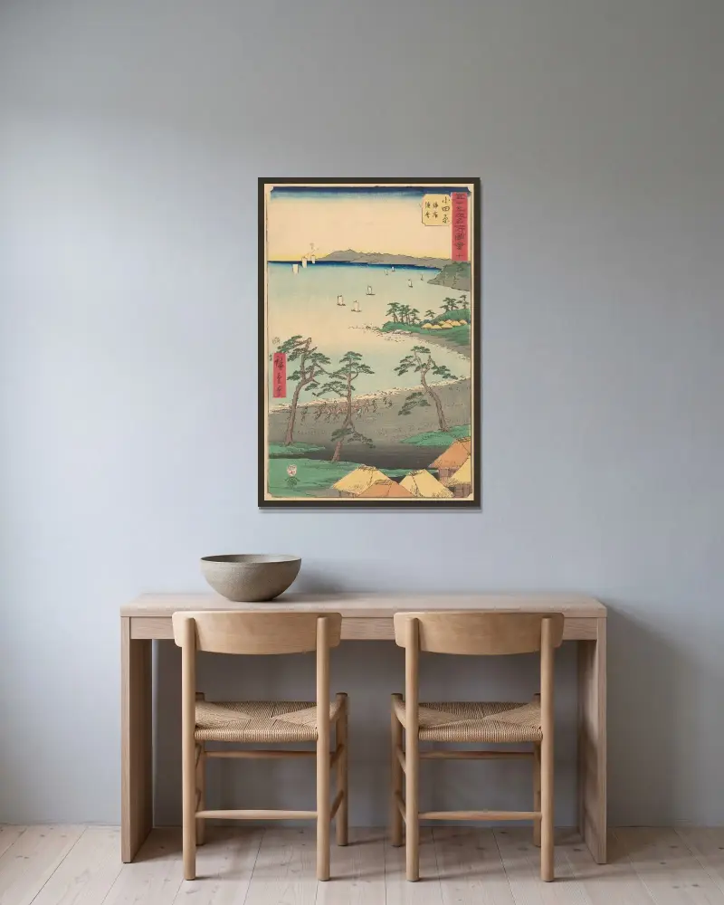Odawara, 1855 av Utagawa Hiroshige inramad på en vägg