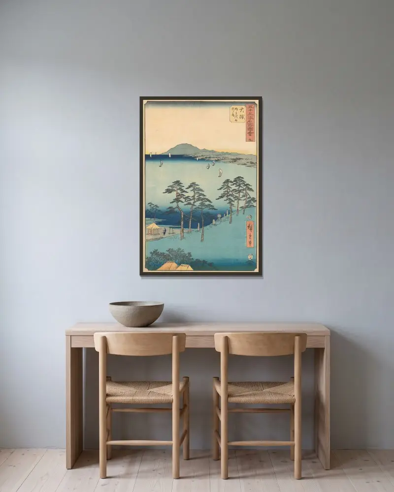 Oiso, 1855 av Utagawa Hiroshige inramad på en vägg