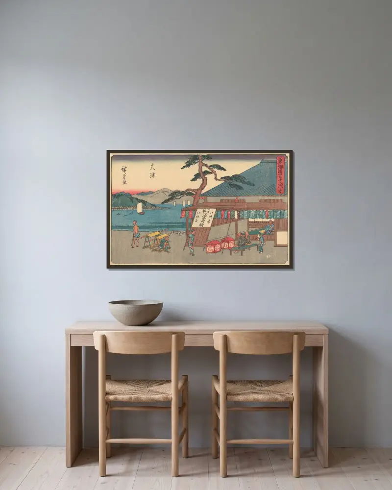 Ócu, 1841, Utagawa Hiroshige v rámu na stěně