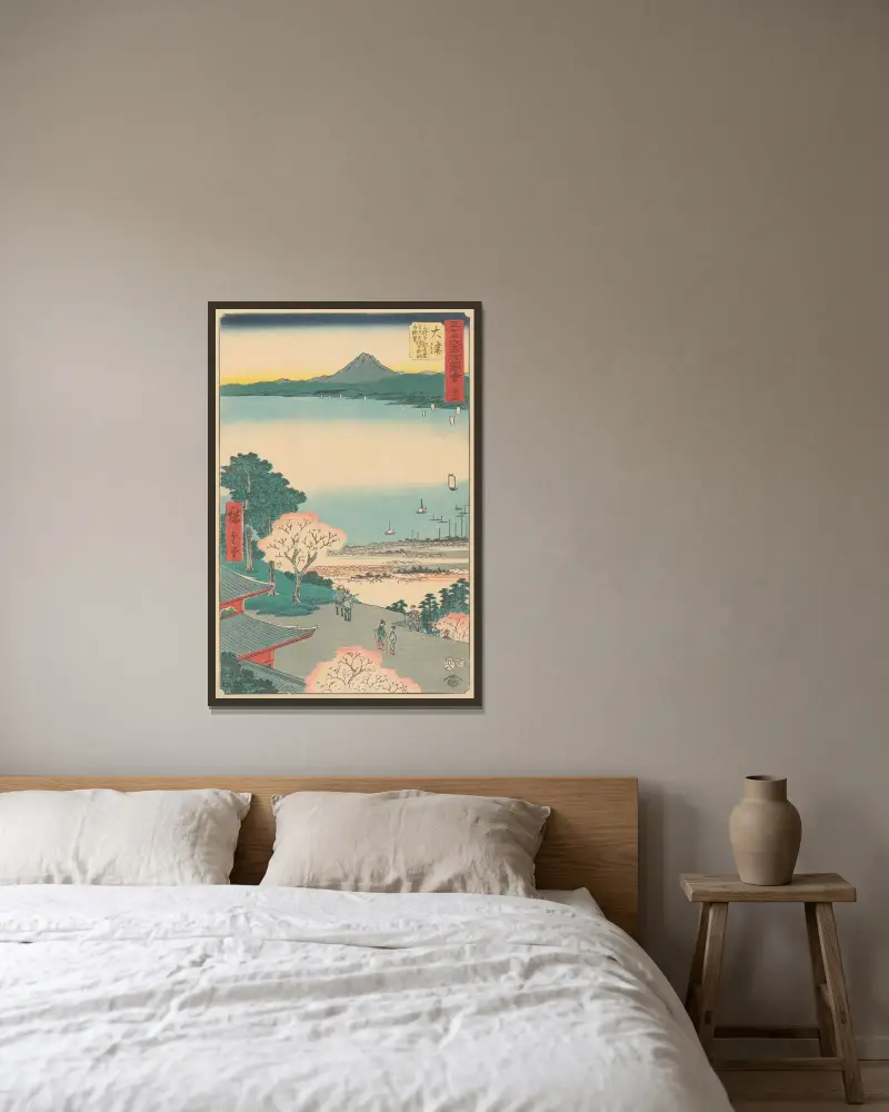 Otsu, 1855 av Utagawa Hiroshige inramad på en vägg