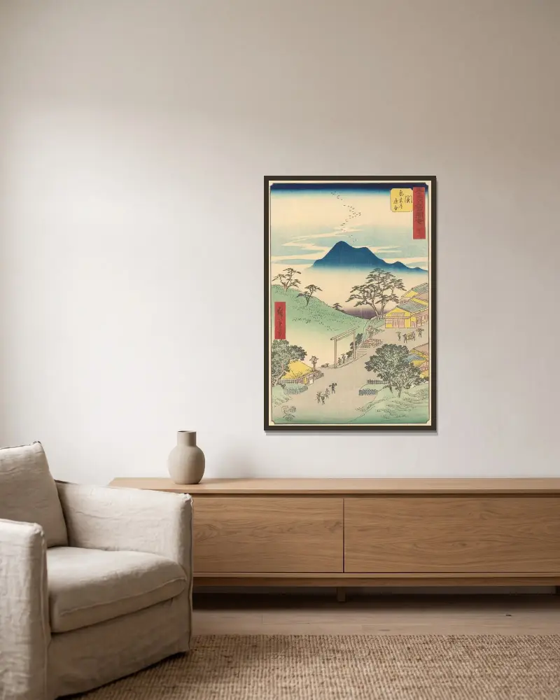 Seki av Utagawa Hiroshige inramad på en vägg