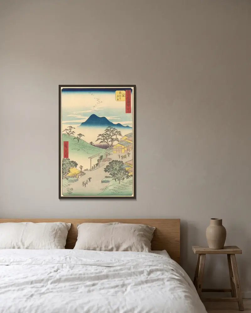Seki av Utagawa Hiroshige inramad på en vägg