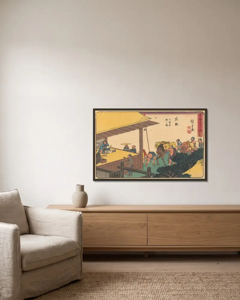 Shōno, 1841, Utagawa Hiroshige v rámu na stěně