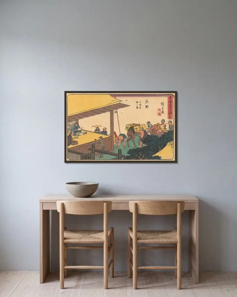 Shōno, 1841, Utagawa Hiroshige v rámu na stěně