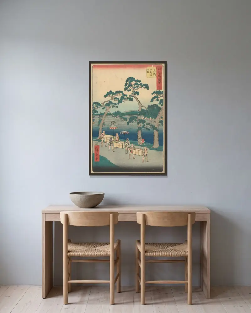 Shono, 1855, Utagawa Hiroshige v rámu na stěně